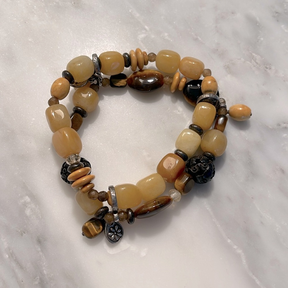 Silpada 925 Sterling Silver Yellow Serpentine Stretch Bracelet